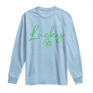 Lucky Irish Shamrock Long Sleeve Shirt St Patricks Day Letter Print Lightweight TS10 Light Blue Print Your Wear