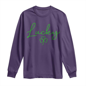Lucky Irish Shamrock Long Sleeve Shirt St Patricks Day Letter Print Lightweight TS10 Purple Print Your Wear