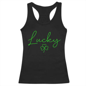 Lucky Irish Shamrock Racerback Tank Top St Patricks Day Letter Print Lightweight TS10 Black Print Your Wear