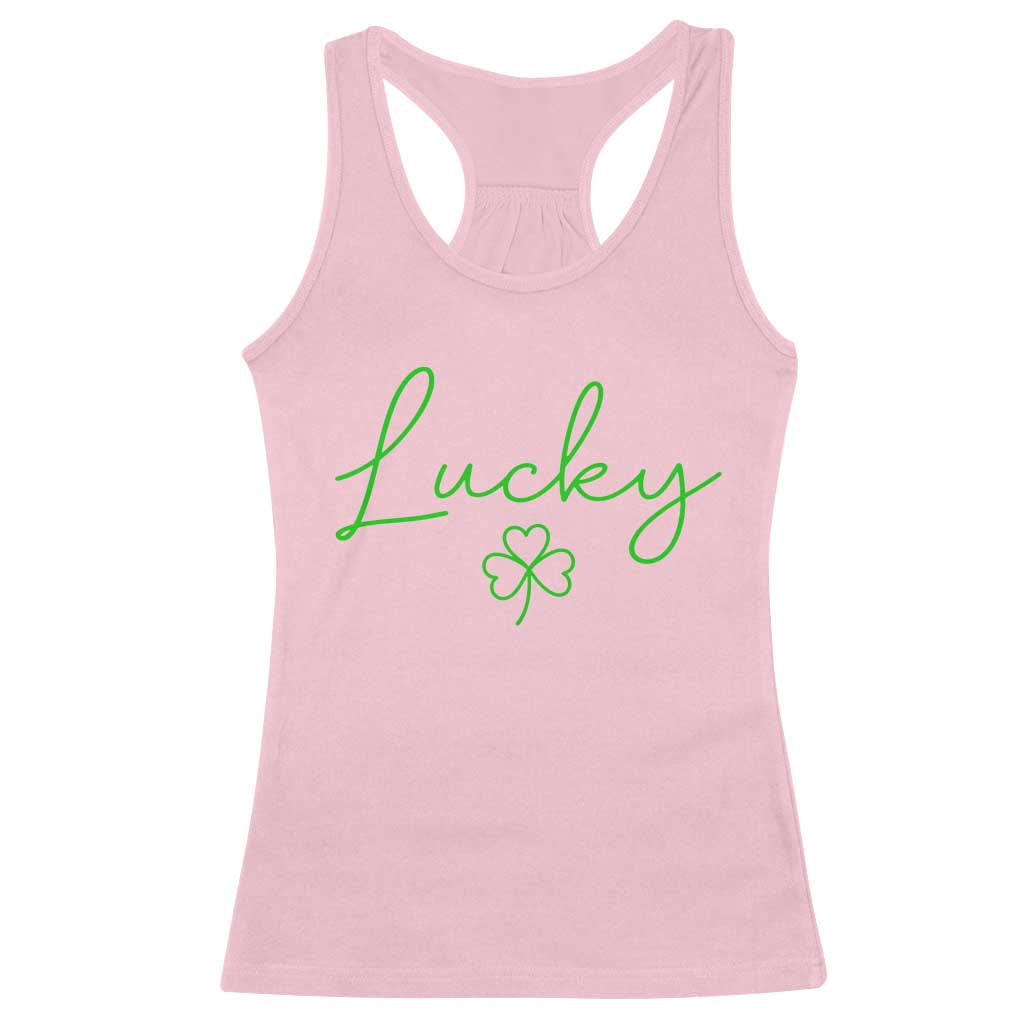 Lucky Irish Shamrock Racerback Tank Top St Patricks Day Letter Print Lightweight TS10 Light Pink Print Your Wear