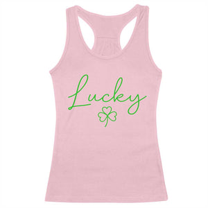 Lucky Irish Shamrock Racerback Tank Top St Patricks Day Letter Print Lightweight TS10 Light Pink Print Your Wear