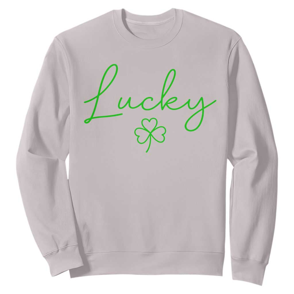 Lucky Irish Shamrock Sweatshirt St Patricks Day Letter Print Lightweight TS10 Ice Gray Print Your Wear