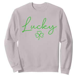Lucky Irish Shamrock Sweatshirt St Patricks Day Letter Print Lightweight TS10 Ice Gray Print Your Wear