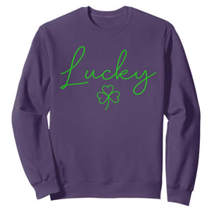 Lucky Irish Shamrock Sweatshirt St Patricks Day Letter Print Lightweight TS10 Purple Print Your Wear