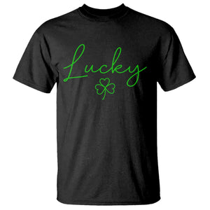 Lucky Irish Shamrock T Shirt St Patricks Day Letter Print Lightweight TS10 Black Print Your Wear