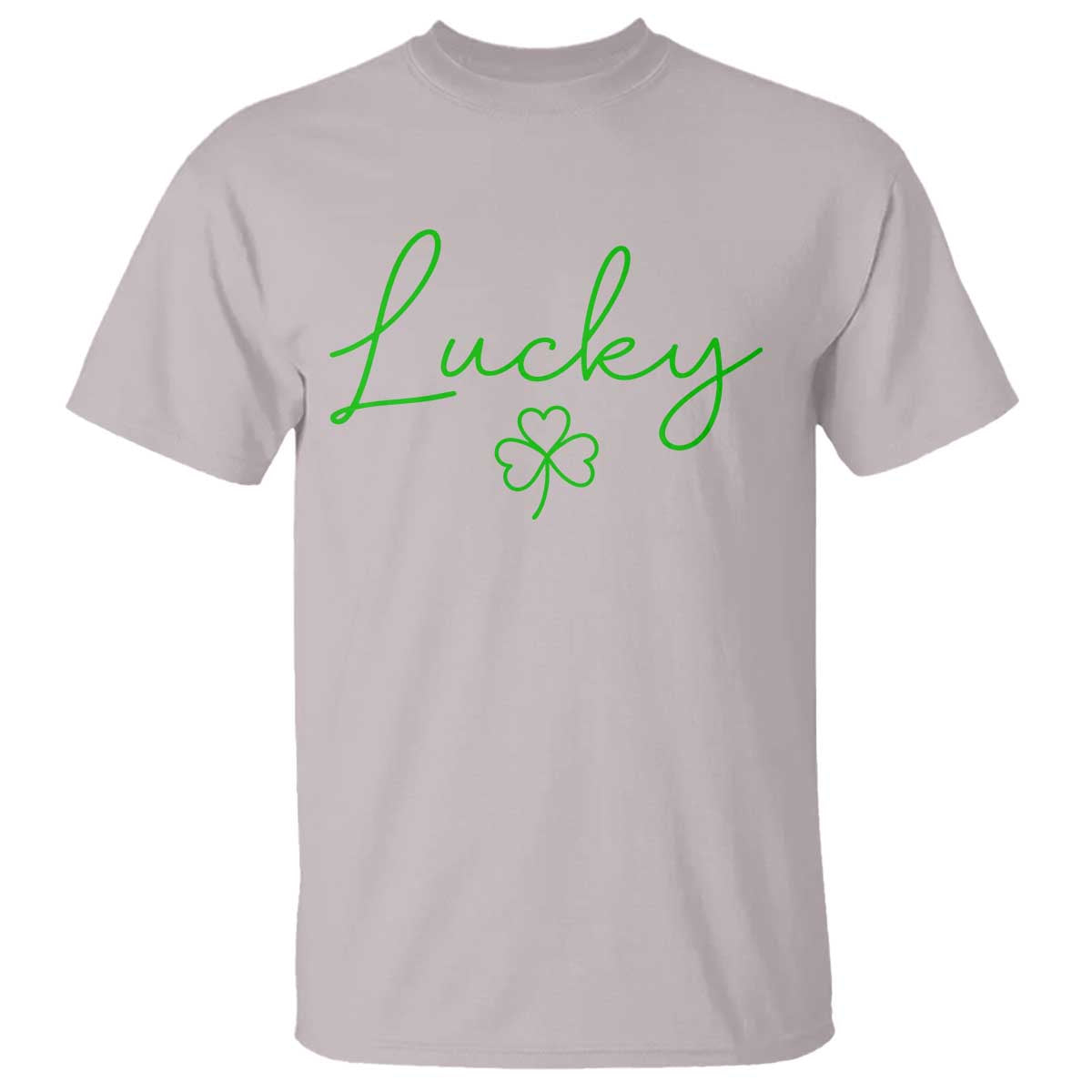 Lucky Irish Shamrock T Shirt St Patricks Day Letter Print Lightweight TS10 Ice Gray Print Your Wear