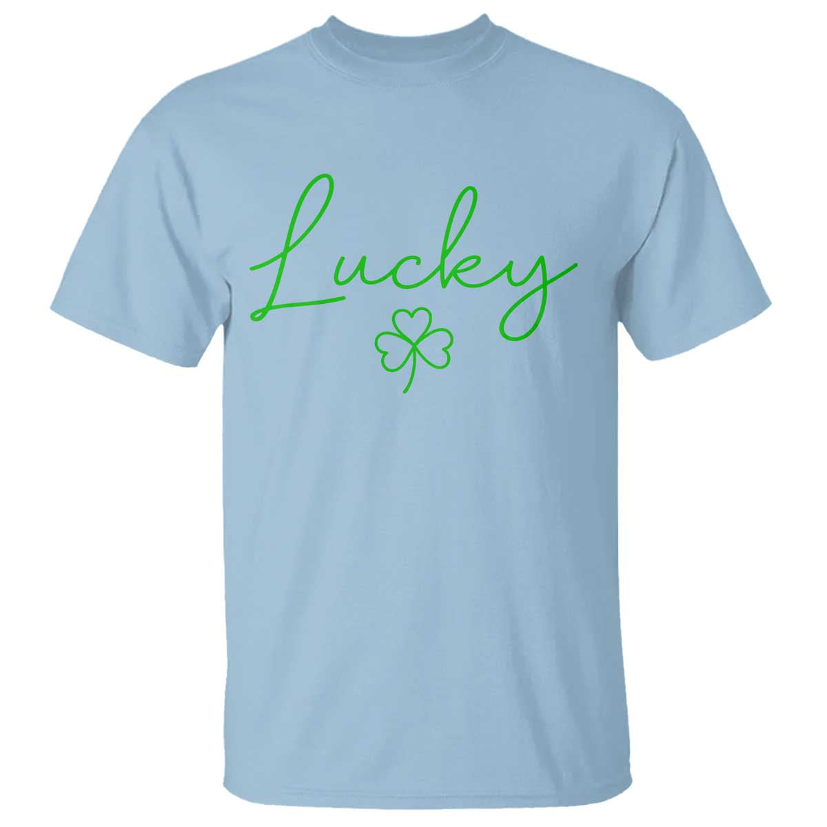 Lucky Irish Shamrock T Shirt St Patricks Day Letter Print Lightweight TS10 Light Blue Print Your Wear