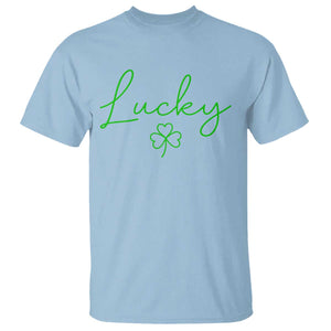 Lucky Irish Shamrock T Shirt St Patricks Day Letter Print Lightweight TS10 Light Blue Print Your Wear