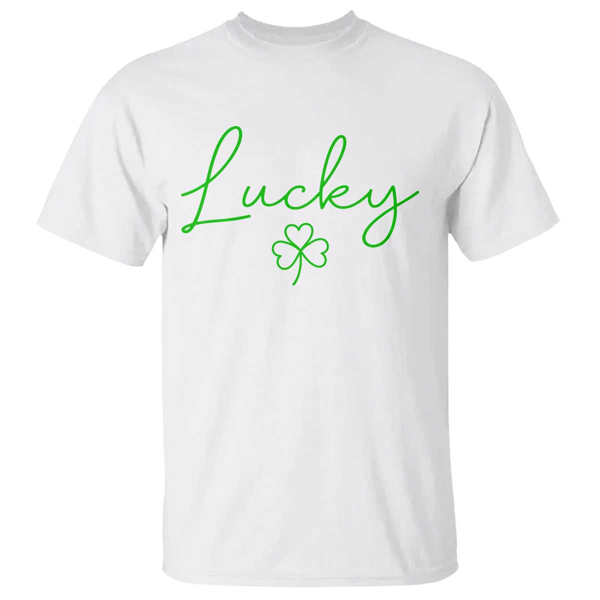 Lucky Irish Shamrock T Shirt St Patricks Day Letter Print Lightweight TS10 White Print Your Wear