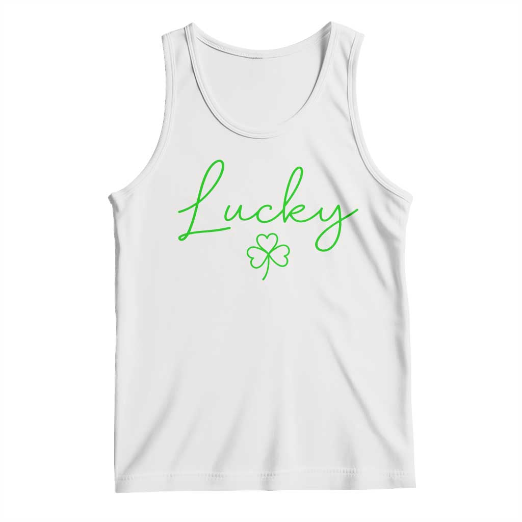 Lucky Irish Shamrock Tank Top St Patricks Day Letter Print Lightweight TS10 White Print Your Wear