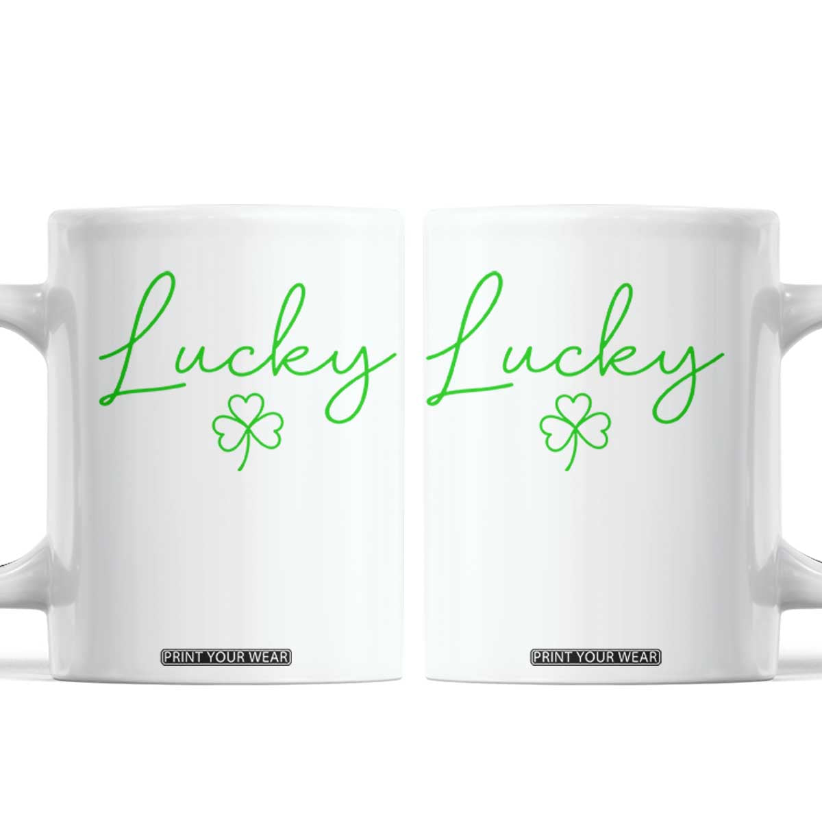 Lucky Irish Shamrock Coffee Mug St Patricks Day Letter Print Lightweight TS10 White Print Your Wear