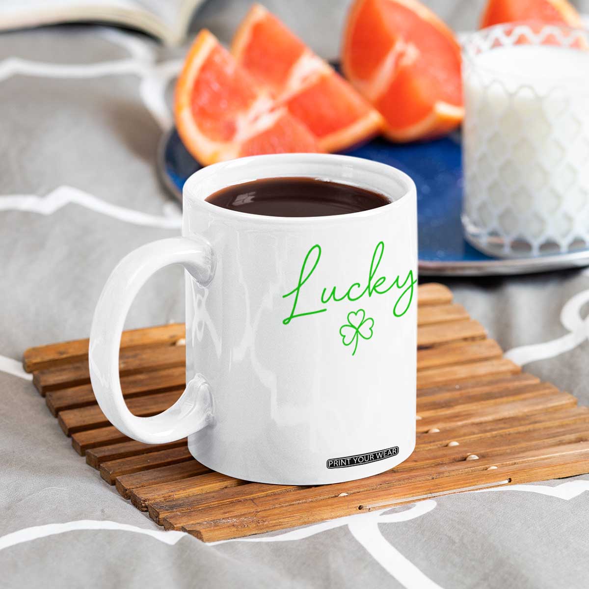 Lucky Irish Shamrock Coffee Mug St Patricks Day Letter Print Lightweight TS10 Print Your Wear
