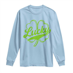 Vintage Lucky Shamrock Long Sleeve Shirt Irish St Patricks Day TS10 Light Blue Print Your Wear