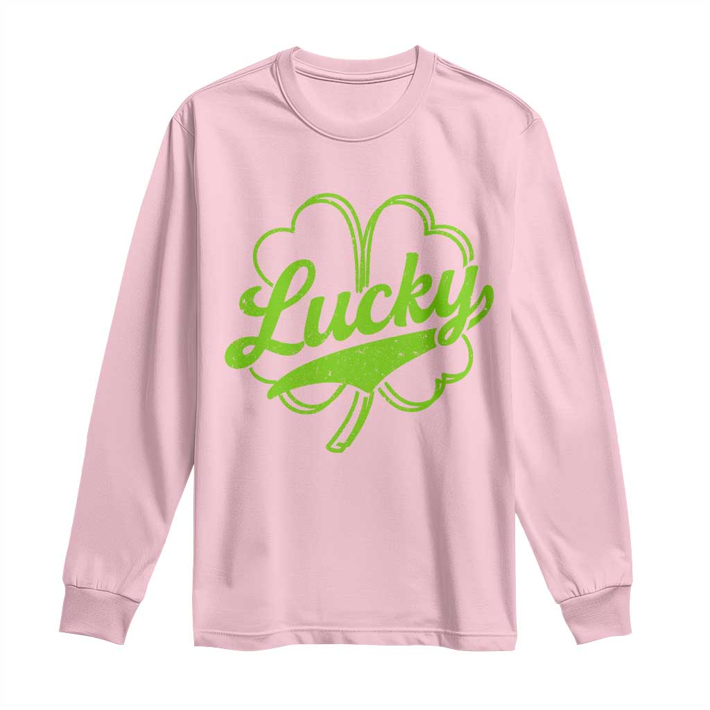 Vintage Lucky Shamrock Long Sleeve Shirt Irish St Patricks Day TS10 Light Pink Print Your Wear