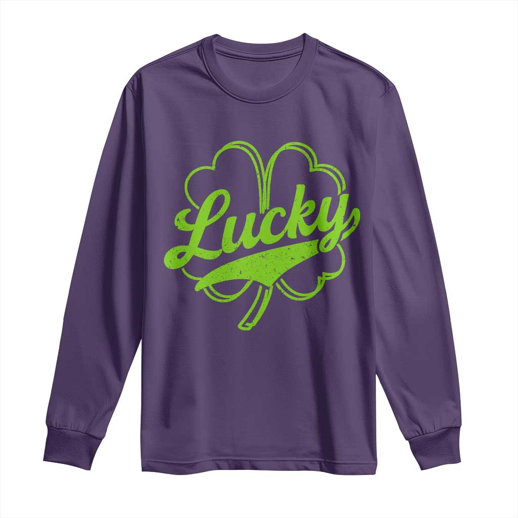 Vintage Lucky Shamrock Long Sleeve Shirt Irish St Patricks Day TS10 Purple Print Your Wear