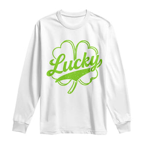 Vintage Lucky Shamrock Long Sleeve Shirt Irish St Patricks Day TS10 White Print Your Wear