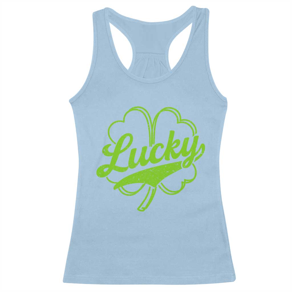 Vintage Lucky Shamrock Racerback Tank Top Irish St Patricks Day TS10 Light Blue Print Your Wear