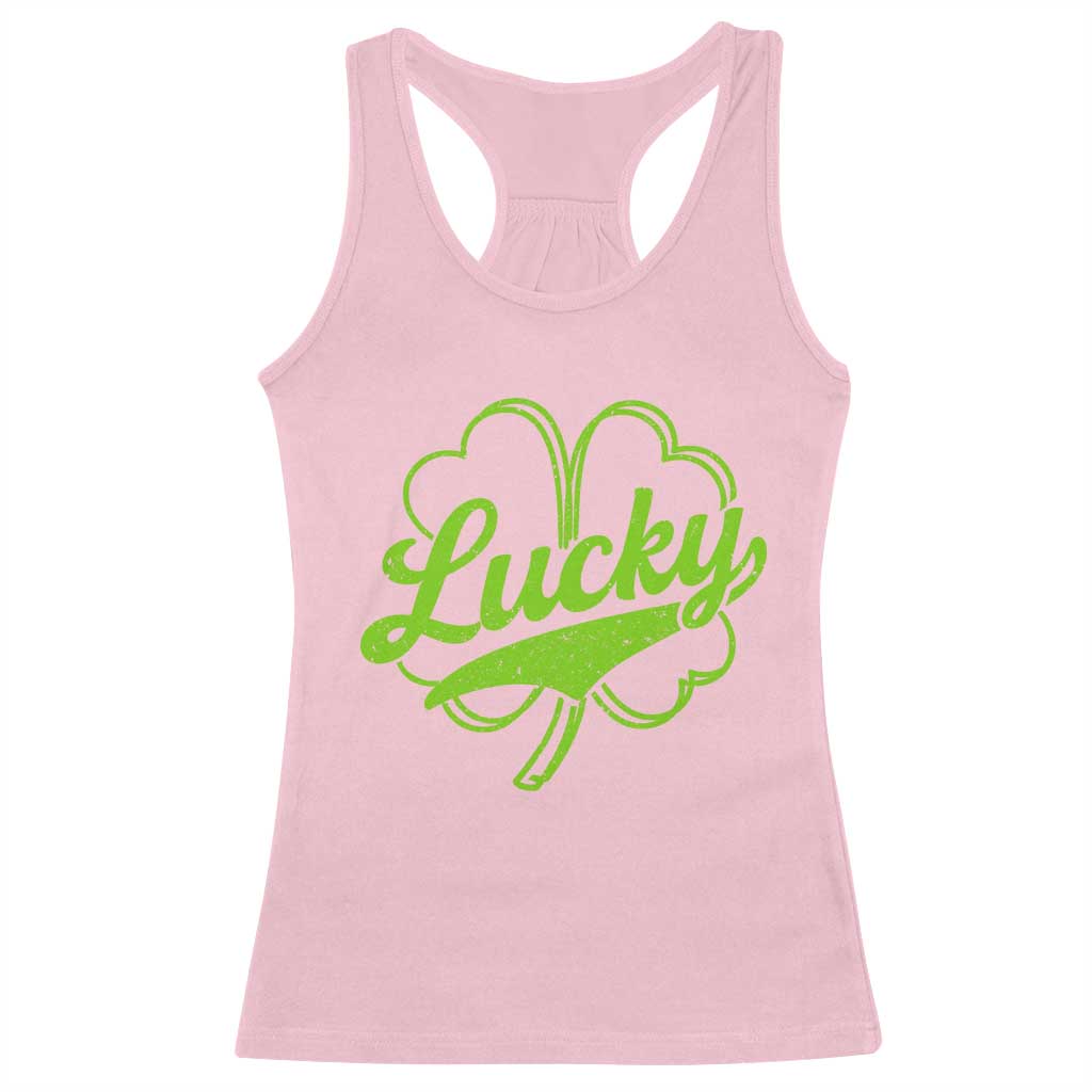 Vintage Lucky Shamrock Racerback Tank Top Irish St Patricks Day TS10 Light Pink Print Your Wear