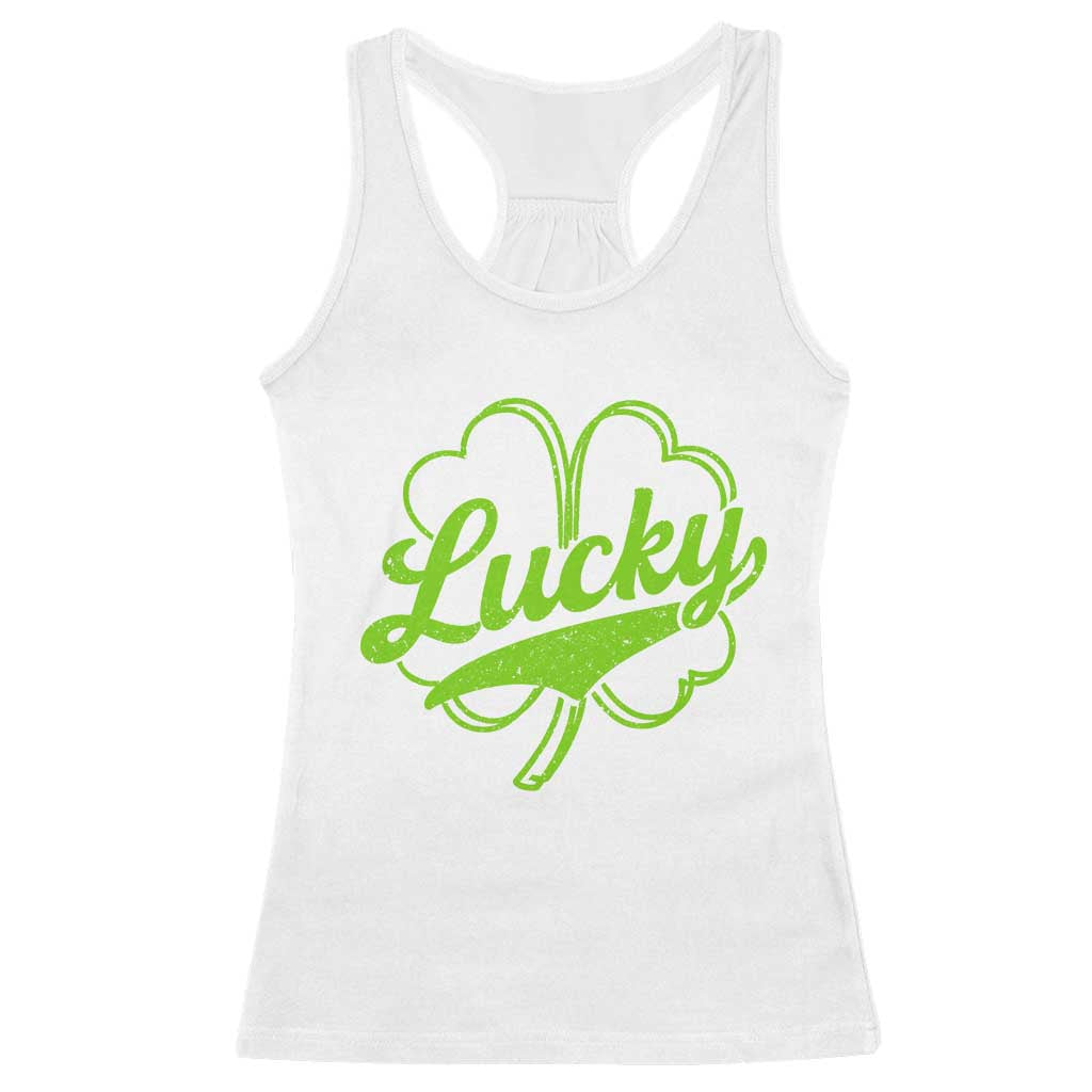 Vintage Lucky Shamrock Racerback Tank Top Irish St Patricks Day TS10 White Print Your Wear
