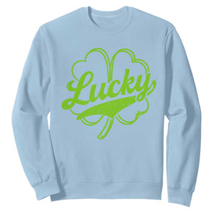 Vintage Lucky Shamrock Sweatshirt Irish St Patricks Day TS10 Light Blue Print Your Wear