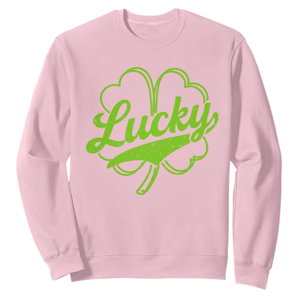 Vintage Lucky Shamrock Sweatshirt Irish St Patricks Day TS10 Light Pink Print Your Wear