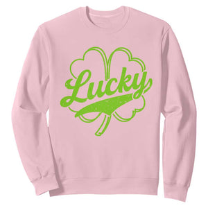 Vintage Lucky Shamrock Sweatshirt Irish St Patricks Day TS10 Light Pink Print Your Wear