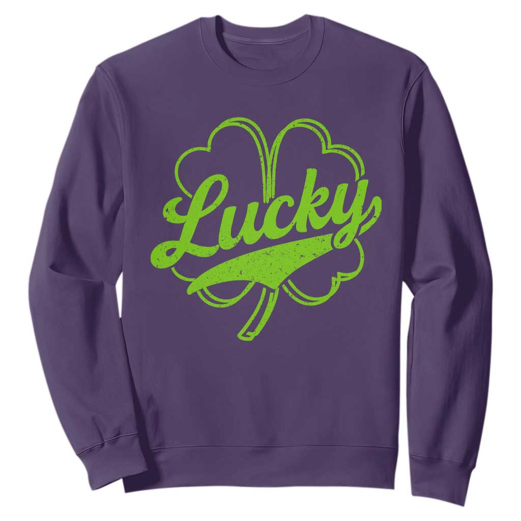 Vintage Lucky Shamrock Sweatshirt Irish St Patricks Day TS10 Purple Print Your Wear