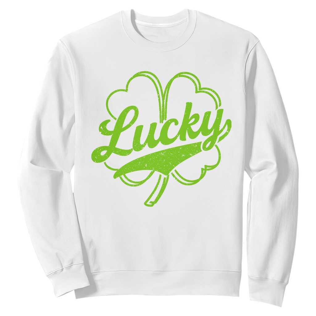 Vintage Lucky Shamrock Sweatshirt Irish St Patricks Day TS10 White Print Your Wear