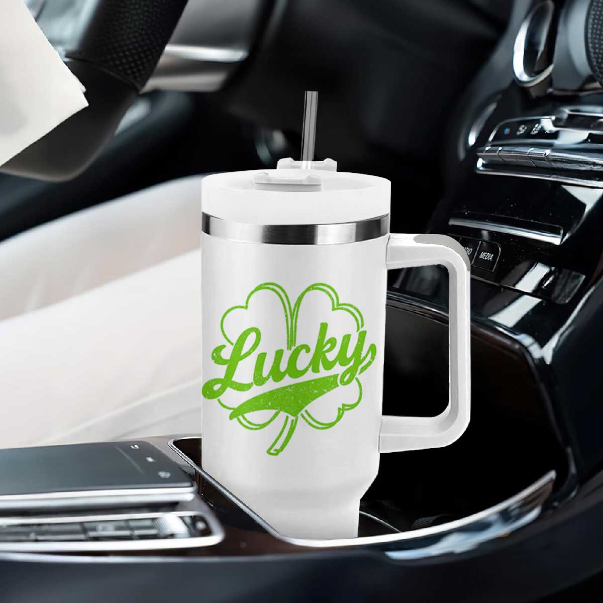 Vintage Lucky Shamrock Tumbler With Handle Irish St Patricks Day TS10 Print Your Wear