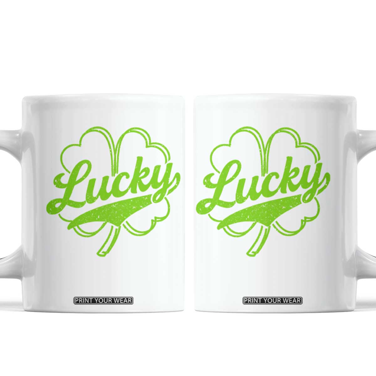 Vintage Lucky Shamrock Coffee Mug Irish St Patricks Day TS10 White Print Your Wear