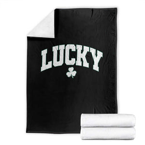 Retro Lucky Throw Blanket St Patricks Day Irish Shamrock Varsity TS10 Black Print Your Wear