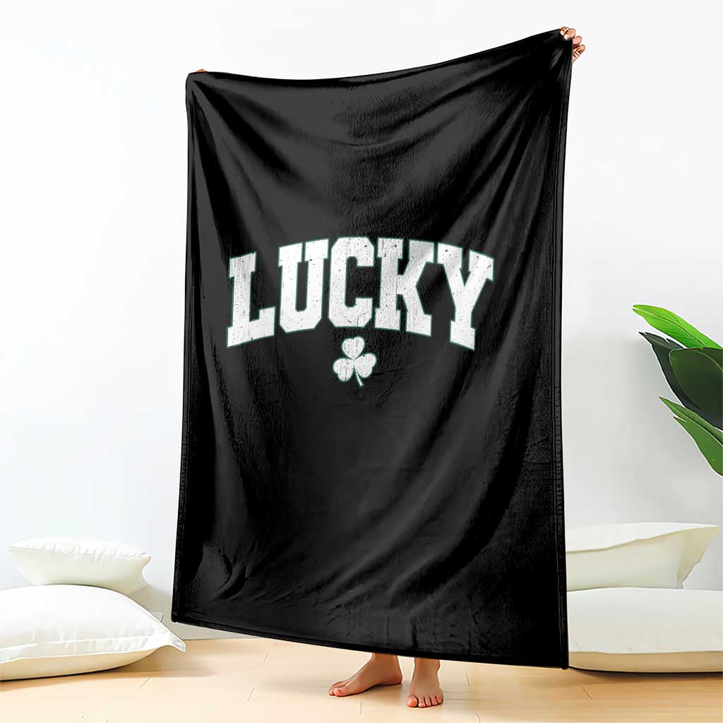 Retro Lucky Throw Blanket St Patricks Day Irish Shamrock Varsity TS10 Print Your Wear