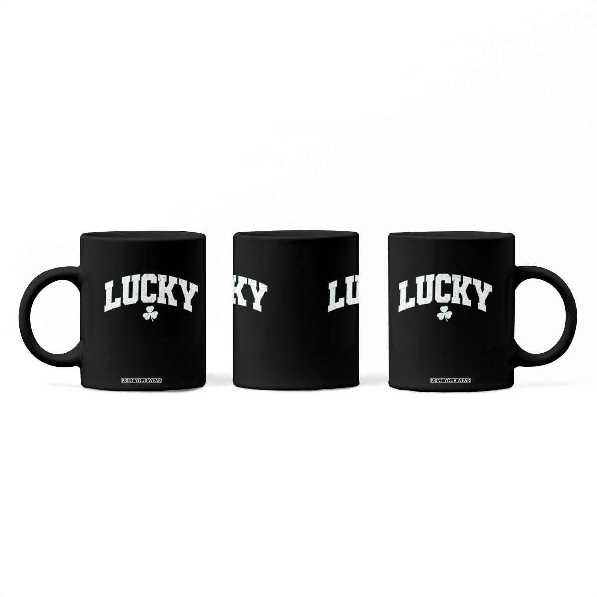 Retro Lucky Coffee Mug St Patricks Day Irish Shamrock Varsity TS10 Print Your Wear