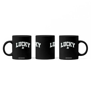 Retro Lucky Coffee Mug St Patricks Day Irish Shamrock Varsity TS10 Print Your Wear