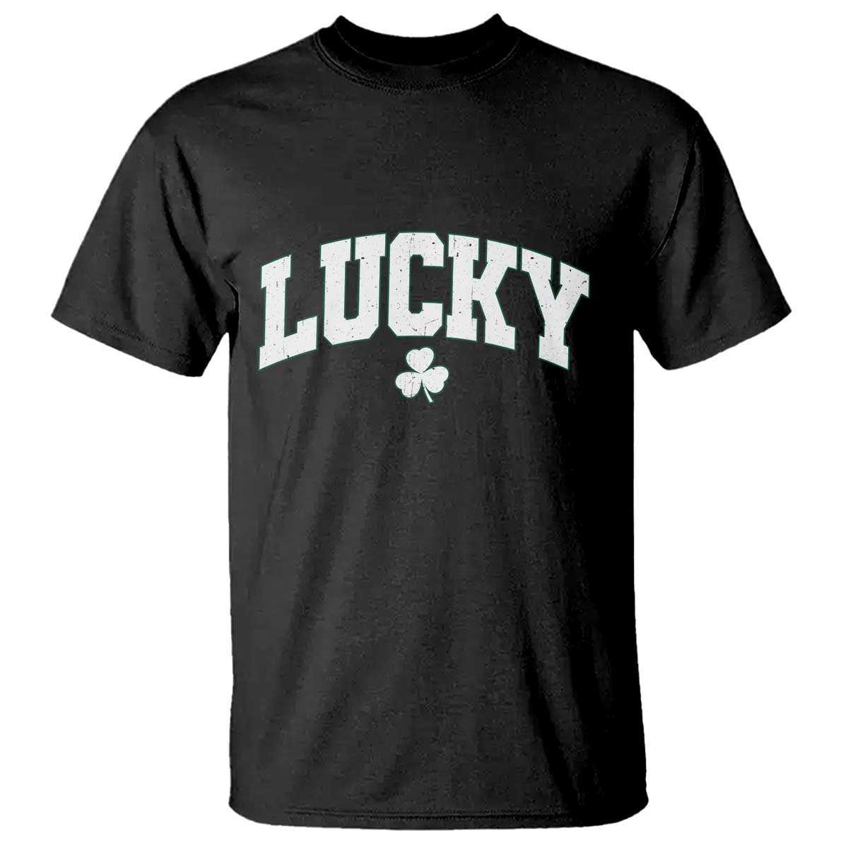 Retro Lucky T Shirt St Patricks Day Irish Shamrock Varsity TS10 Black Print Your Wear