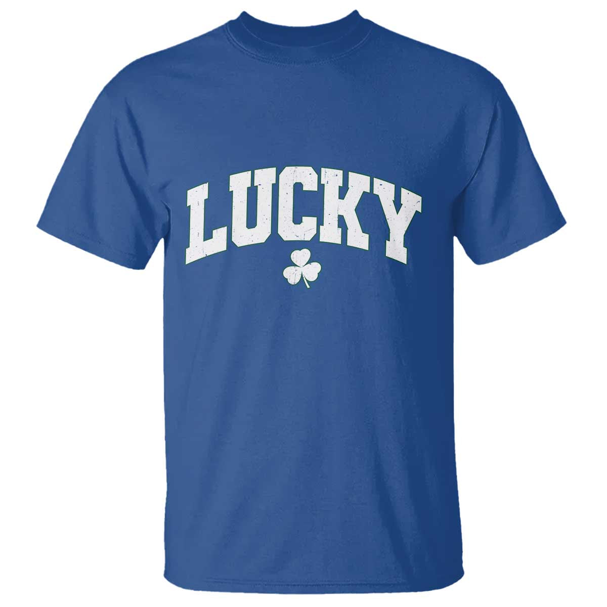 Retro Lucky T Shirt St Patricks Day Irish Shamrock Varsity TS10 Royal Blue Print Your Wear