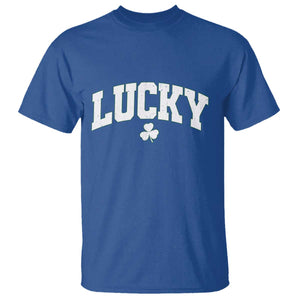 Retro Lucky T Shirt St Patricks Day Irish Shamrock Varsity TS10 Royal Blue Print Your Wear