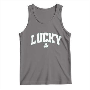Retro Lucky Tank Top St Patricks Day Irish Shamrock Varsity TS10 Deep Heather Print Your Wear