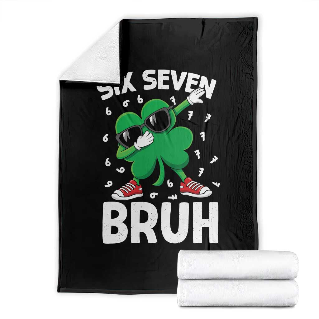 Funny Irish St Patricks Day Shamrock 67 Meme Throw Blanket Six Seven Bruh Gen Alpha Slang TS10 Black Print Your Wear