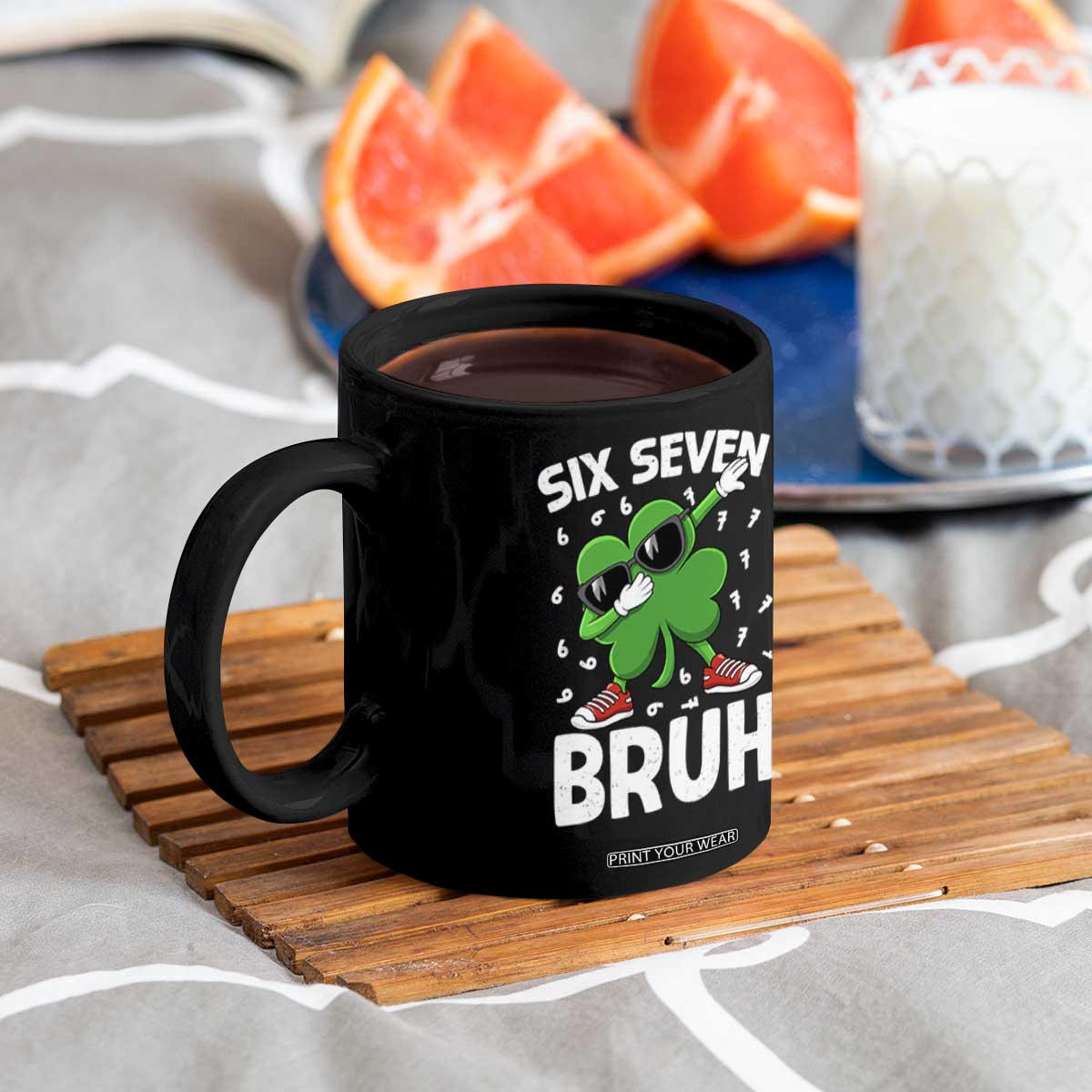 Funny Irish St Patricks Day Shamrock 67 Meme Coffee Mug Six Seven Bruh Gen Alpha Slang TS10 Print Your Wear