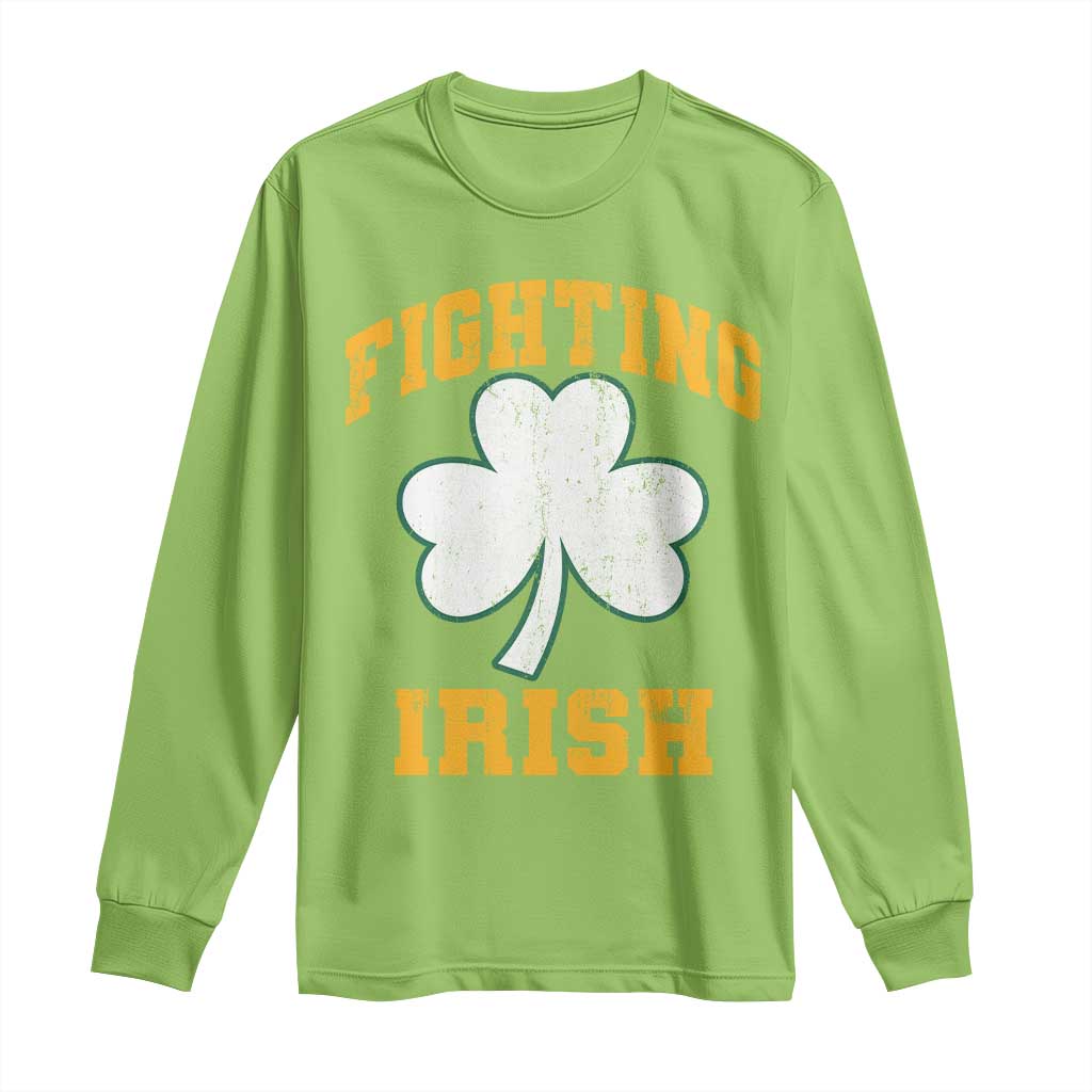 Vintage Fighting Irish Long Sleeve Shirt Retro History Gold Shamrock TS10 Lime Print Your Wear