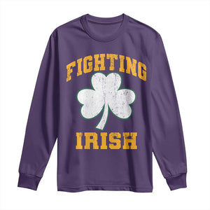 Vintage Fighting Irish Long Sleeve Shirt Retro History Gold Shamrock TS10 Purple Print Your Wear
