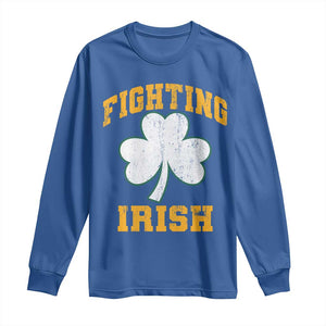 Vintage Fighting Irish Long Sleeve Shirt Retro History Gold Shamrock TS10 Royal Blue Print Your Wear