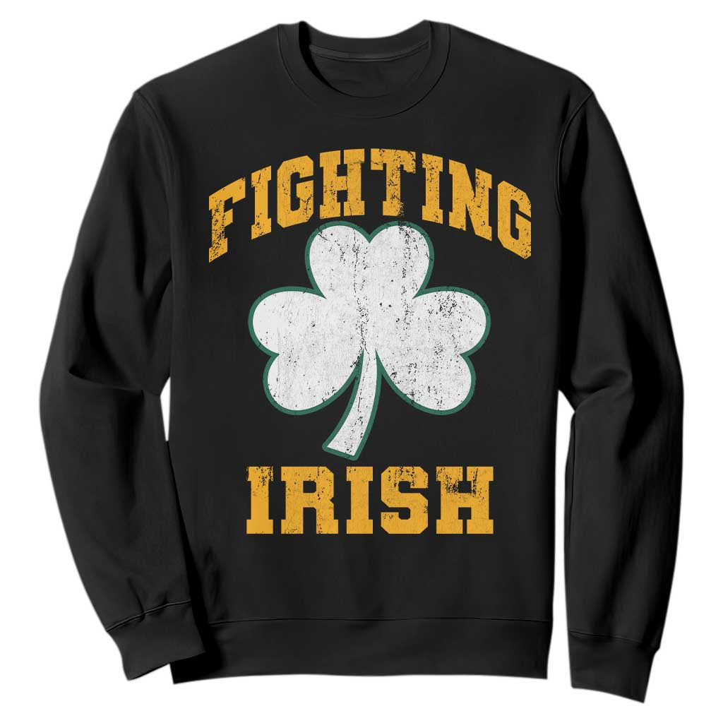 Vintage Fighting Irish Sweatshirt Retro History Gold Shamrock TS10 Black Print Your Wear