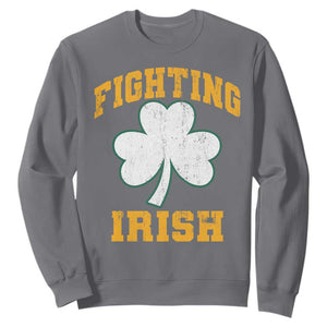 Vintage Fighting Irish Sweatshirt Retro History Gold Shamrock TS10 Charcoal Print Your Wear