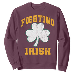 Vintage Fighting Irish Sweatshirt Retro History Gold Shamrock TS10 Maroon Print Your Wear
