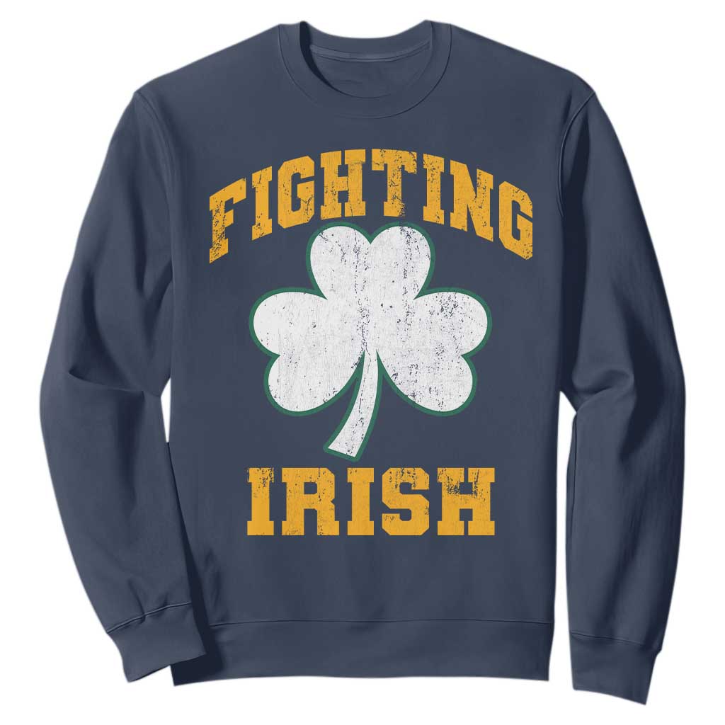 Vintage Fighting Irish Sweatshirt Retro History Gold Shamrock TS10 Navy Print Your Wear