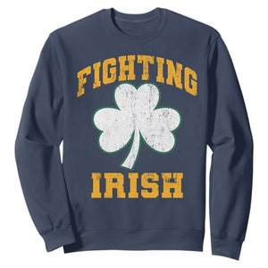 Vintage Fighting Irish Sweatshirt Retro History Gold Shamrock TS10 Navy Print Your Wear