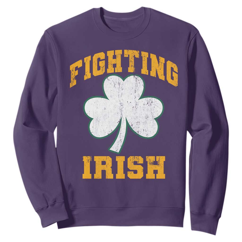 Vintage Fighting Irish Sweatshirt Retro History Gold Shamrock TS10 Purple Print Your Wear