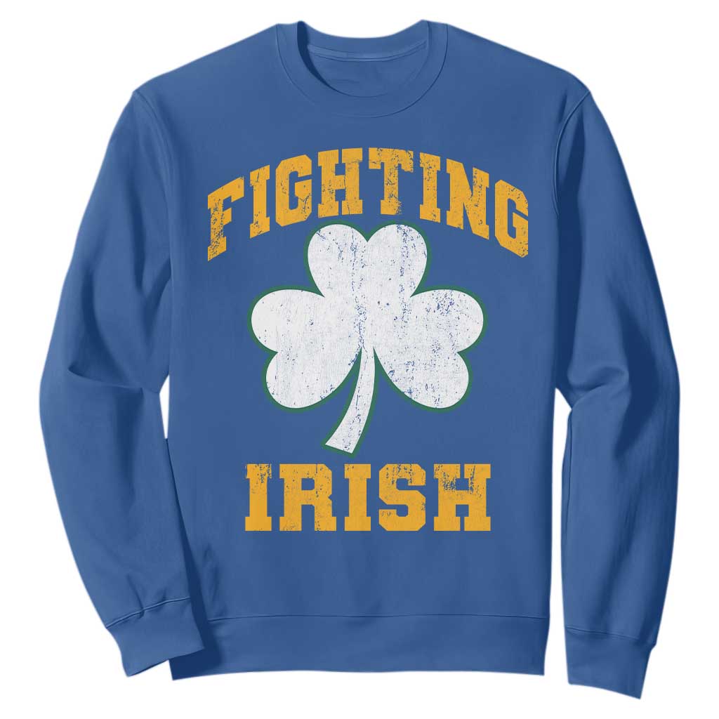 Vintage Fighting Irish Sweatshirt Retro History Gold Shamrock TS10 Royal Blue Print Your Wear